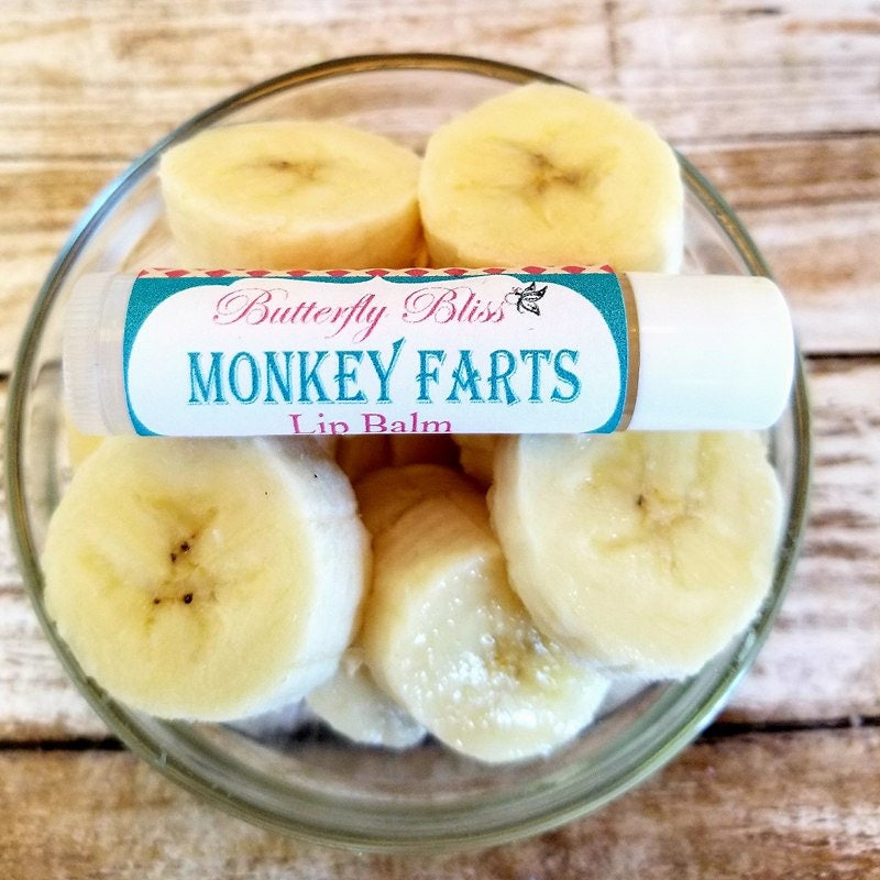 monkey farts | monkey farts lip balm | organic lip balm | natural lip balm | banana lip balm | funny gifts for friends | homemade gifts
