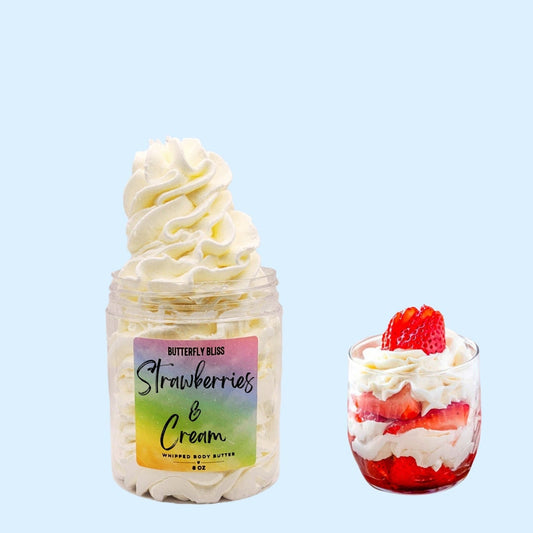 Whipped Body Butter Stawberries and Cream | Whipped Body Lotion | Body Frosting | Body Whip | Skin Care | Body Lotion | Hand Cream | Vegan