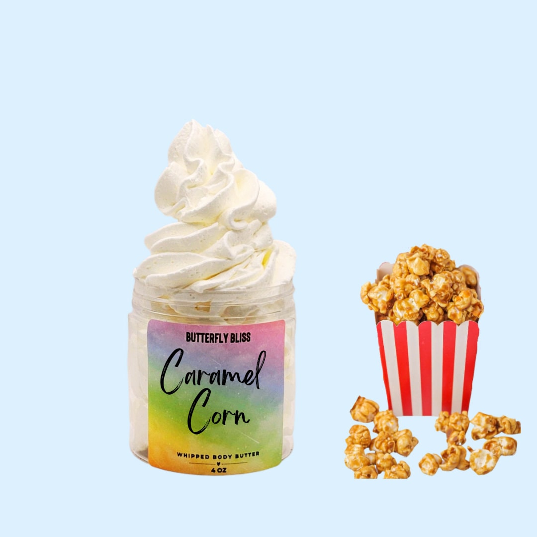 Whipped Lotion Cream Fluff Caramel Corn | Whip Butter | Fluffy Whipped Lotion | Carnival | Body Butter in a jar | Popcorn lotion | lotion