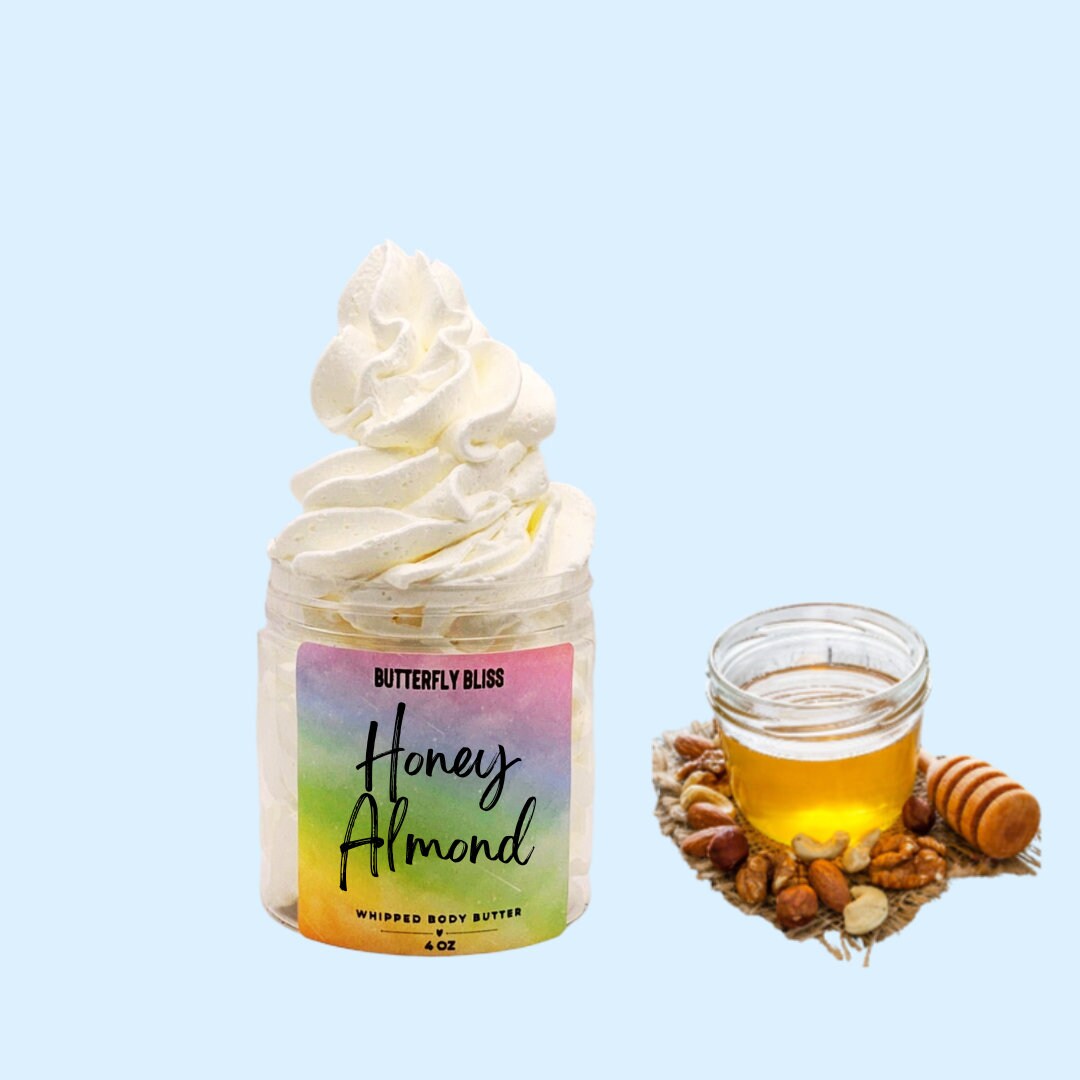 Whipped body butter | Natural lotion | Honey Almond Whipped Body Butter | Natural skin care | Skincare | Body lotion | almond scented