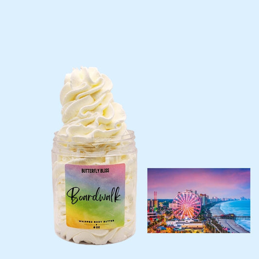 Boardwalk Body Butter, 8oz and 4oz Whipped Body Butter, Moisturizer, Mango Butter, Shea Butter, Cocoa Butter, Coconut Oil, Vegan Body Lotion