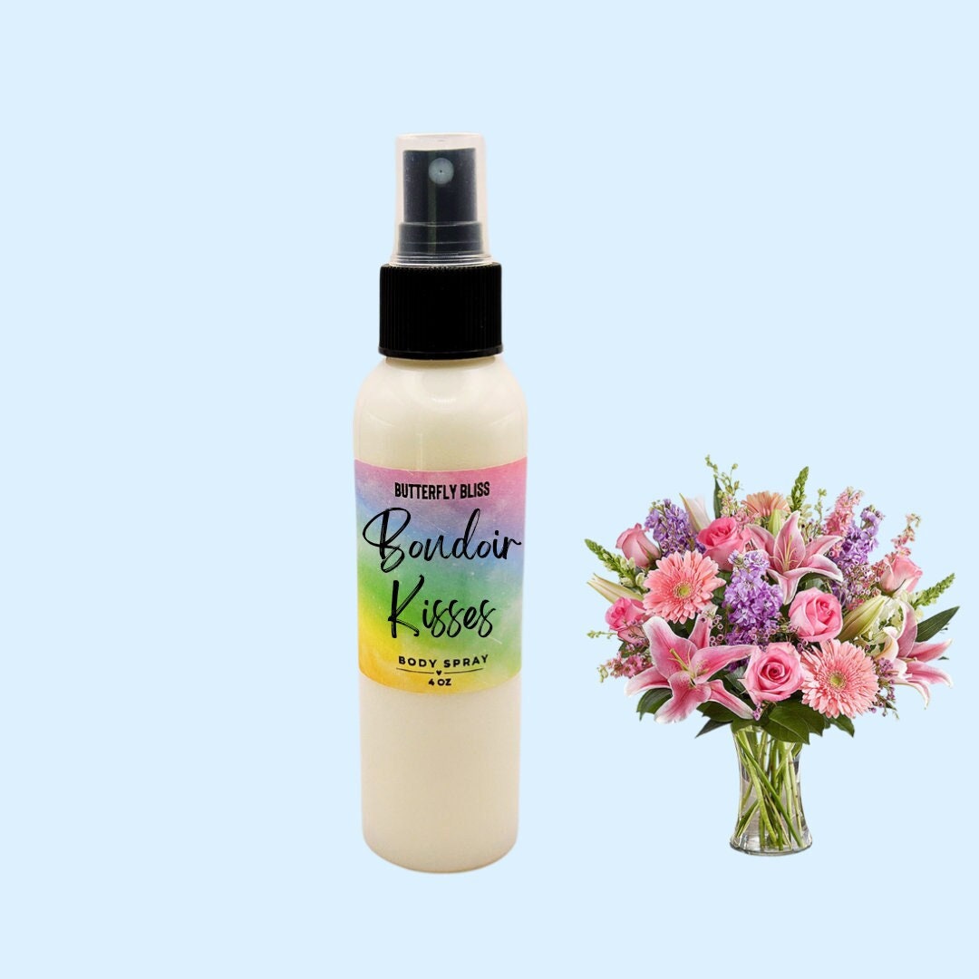 Boudoir Kisses Musk Amber Scented Best Moisturizing for skin Body Spray with long lasting scent all natural and safe for use